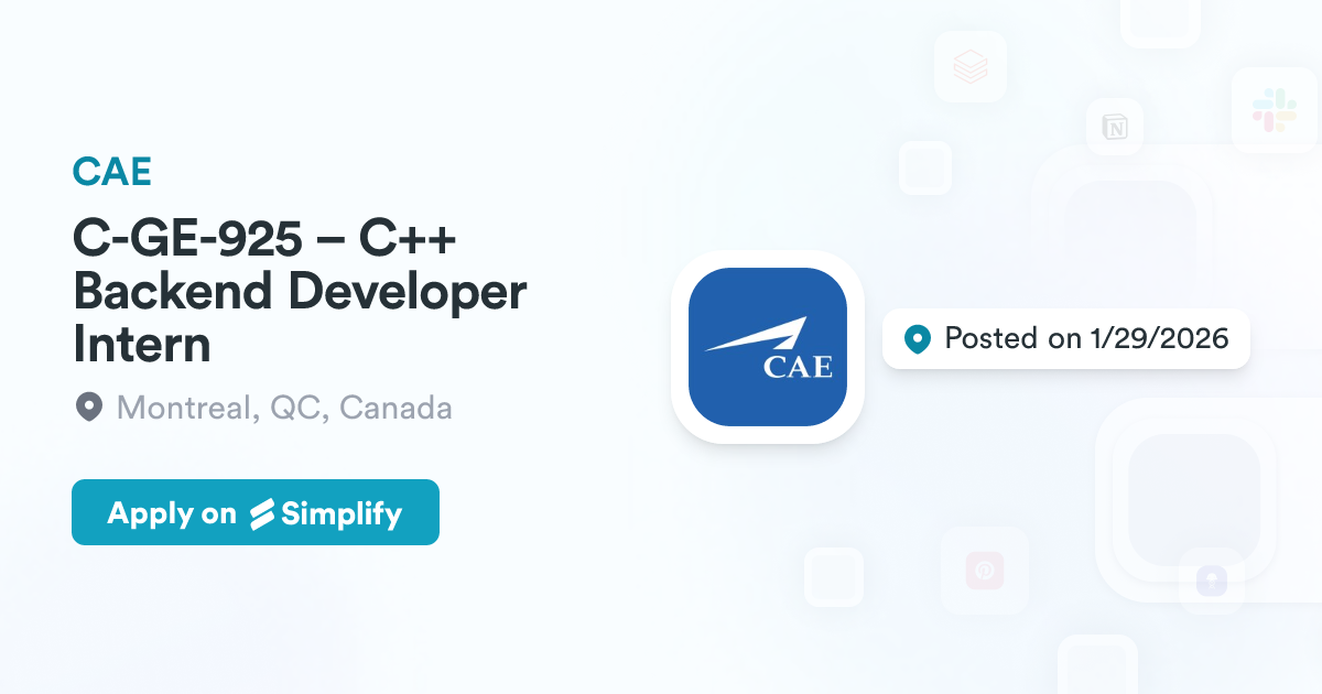 C-GE-925 – C++ Backend Developer Intern @ CAE | Simplify Jobs