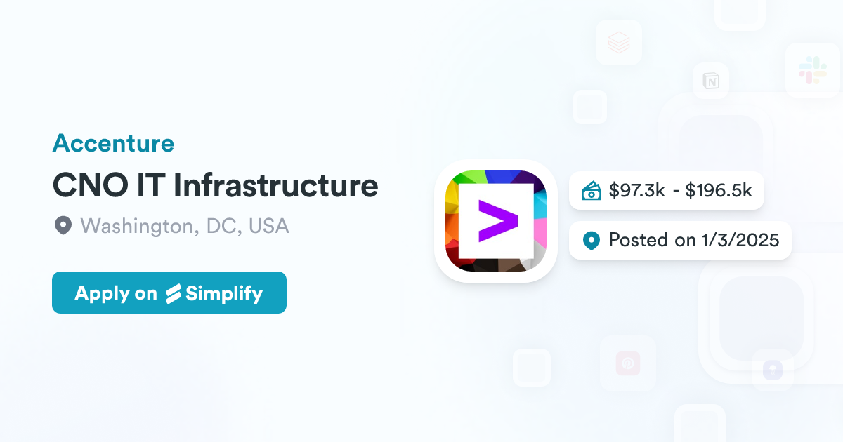 Cno Developer CNO IT Infrastructure @ Accenture | Simplify Jobs