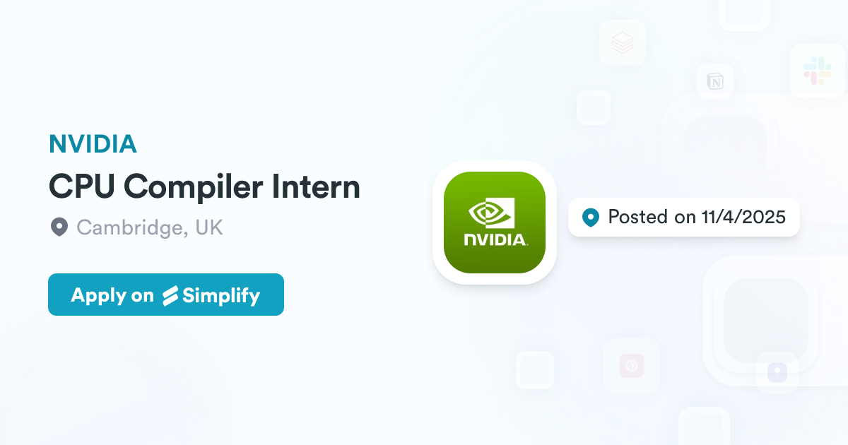 CPU Compiler Intern @ NVIDIA | Simplify Jobs