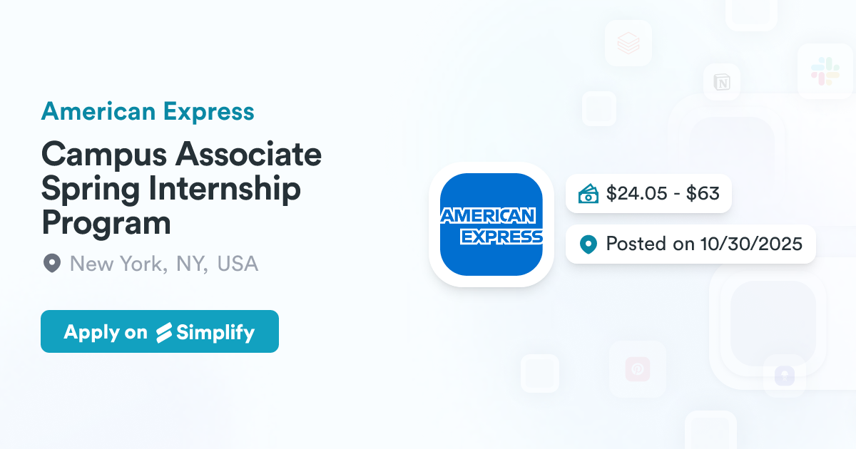 Campus Associate Spring Internship Program @ American Express ...