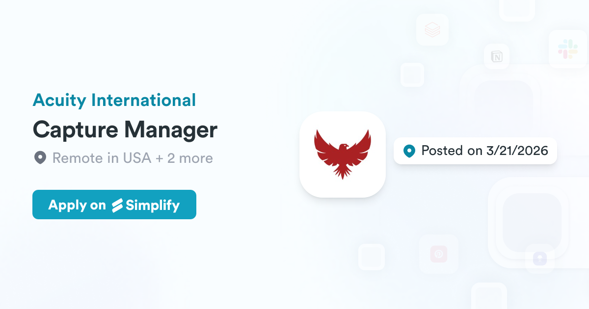 Capture Management Software Capture Manager @ Acuity International | Simplify Jobs
