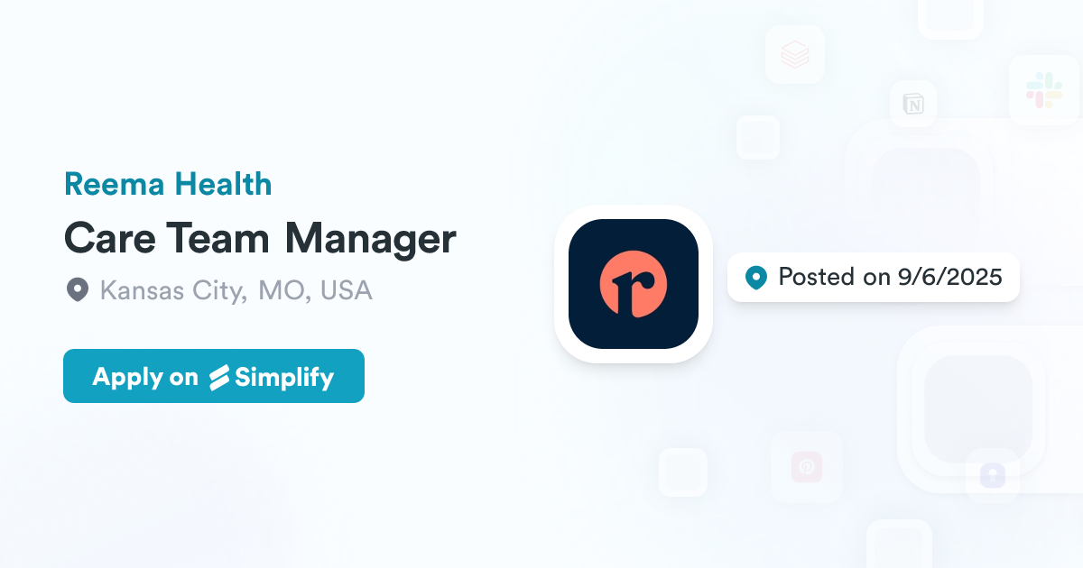 Reema Api Care Team Manager @ Reema Health | Simplify Jobs