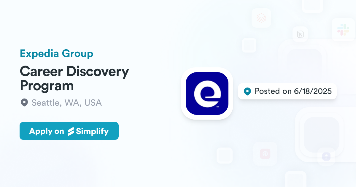 Career Discovery Program @ Expedia Group | Simplify Jobs