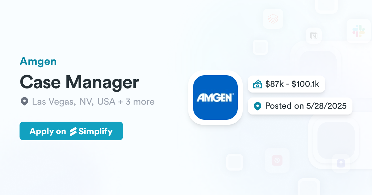 Ase Manager Case Manager @ Amgen | Simplify Jobs