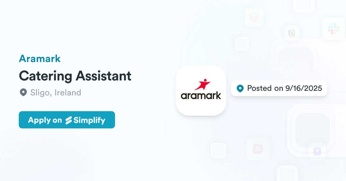 Catering Assistant @ Aramark | Simplify Jobs