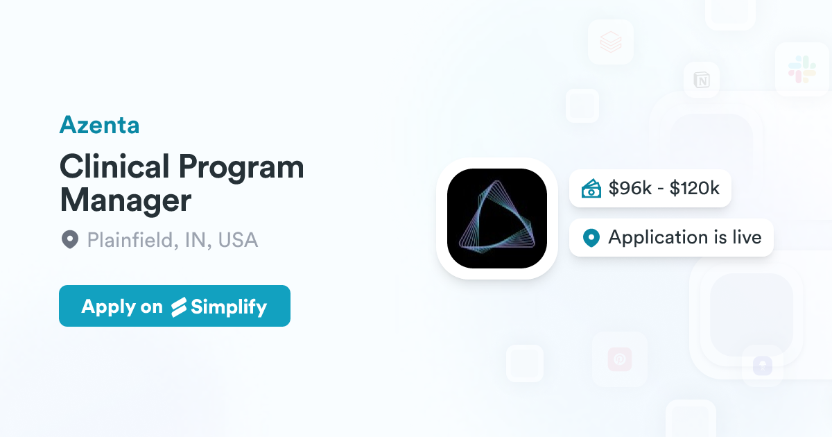 Azenta Icon Clinical Program Manager @ Azenta | Simplify Jobs