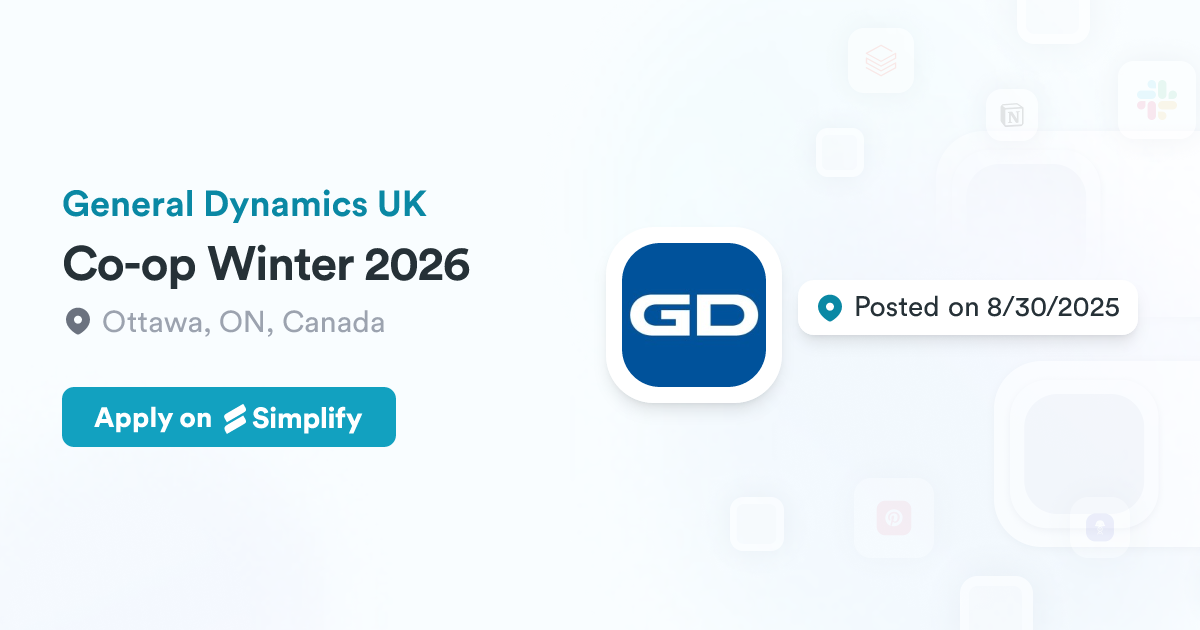 Co-op Winter 2026 @ General Dynamics UK | Simplify Jobs