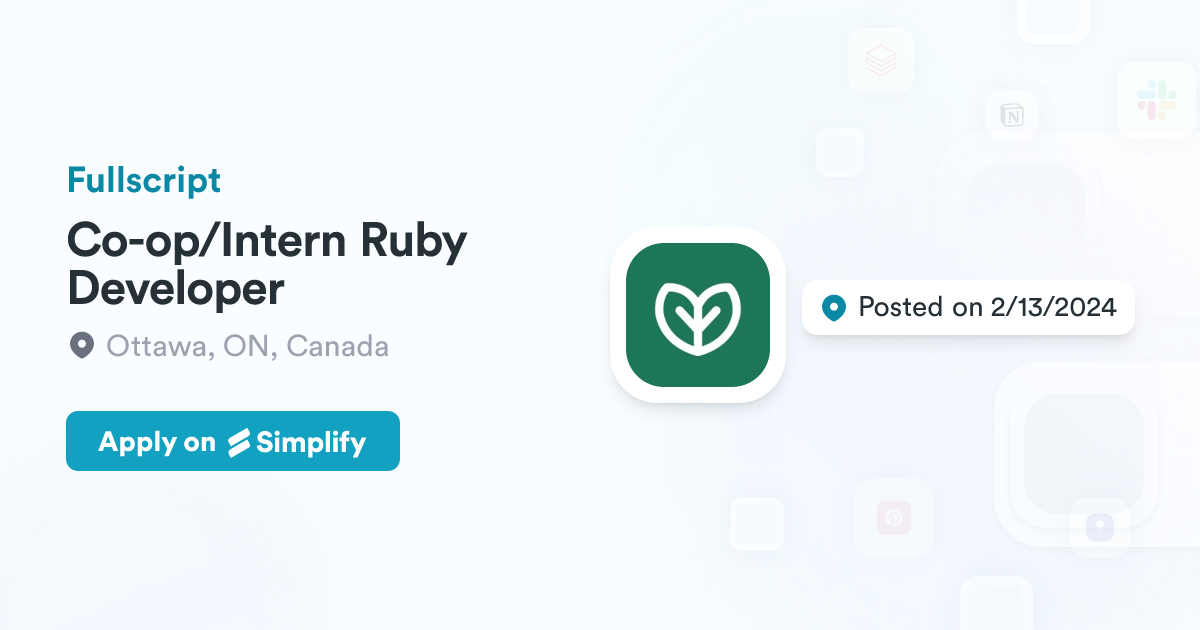 Co-op/Intern Ruby Developer @ Fullscript | Simplify Jobs