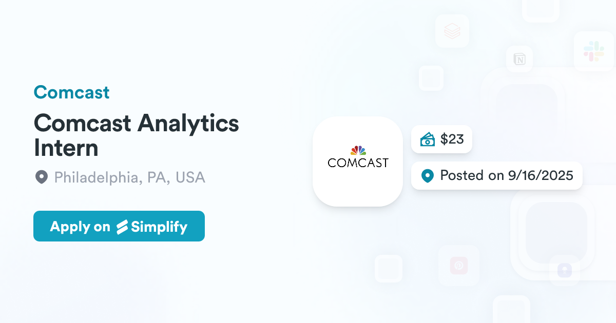 Comcast Infer.net Name Comcast Analytics Intern @ Comcast | Simplify Jobs