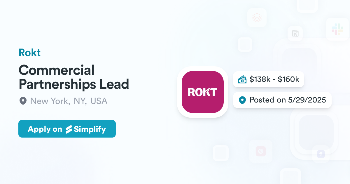 What Is Rokt Commercial Partnerships Lead @ Rokt | Simplify Jobs