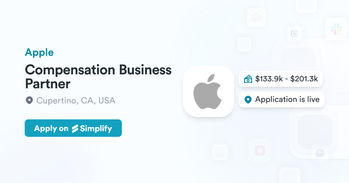 Compensation Business Partner @ Apple | Simplify Jobs