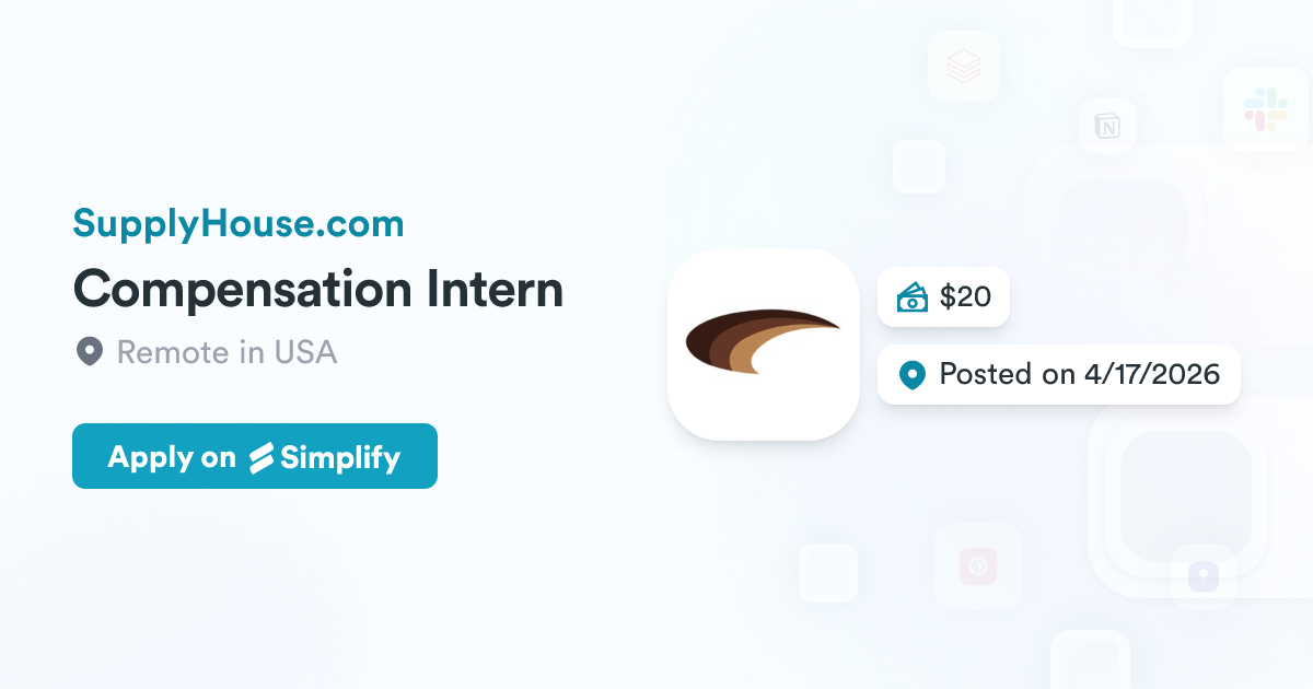 Compensation House Compensation Intern @ SupplyHouse.com | Simplify Jobs