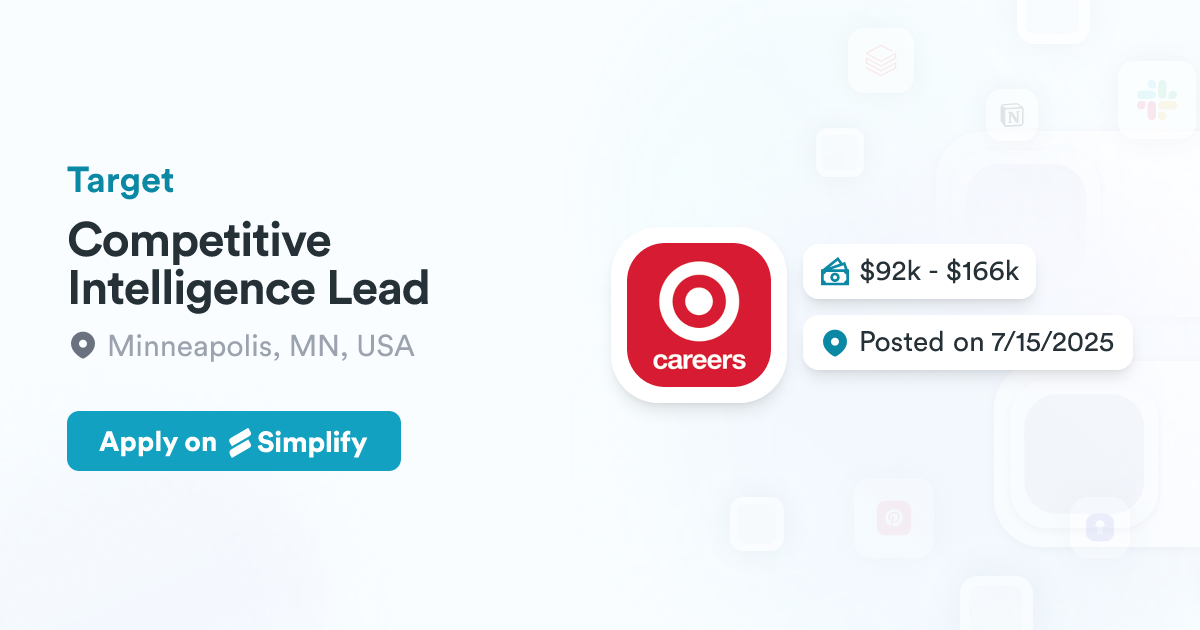 Competitive Intelligence Lead @ Target | Simplify Jobs
