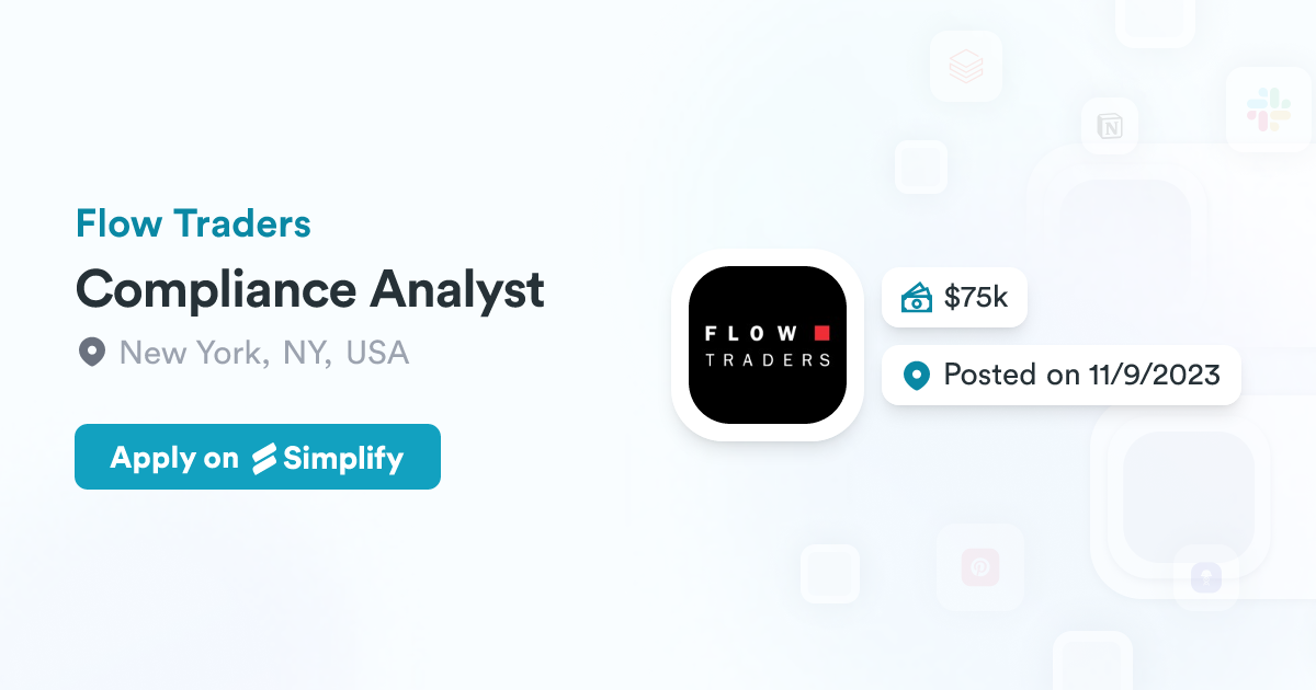 Compliance Analyst @ Flow Traders | Simplify Jobs