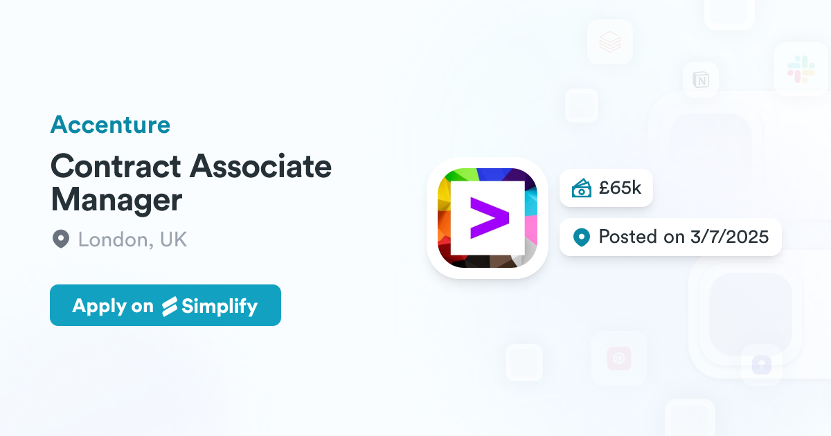 Contract Associate Manager @ Accenture | Simplify Jobs