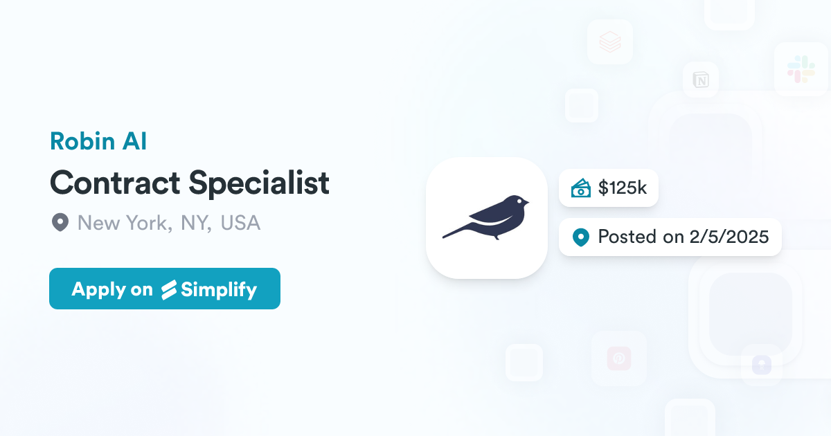 Contract Specialist @ Robin AI | Simplify Jobs