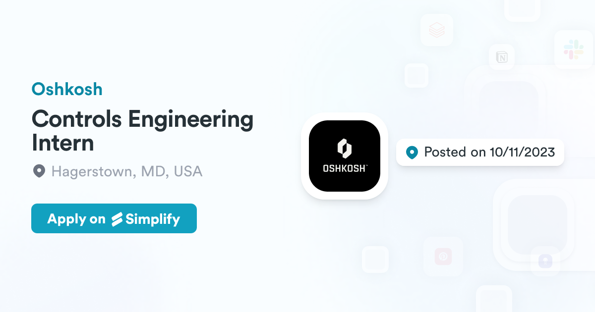 Controls Engineering Intern @ Oshkosh | Simplify Jobs