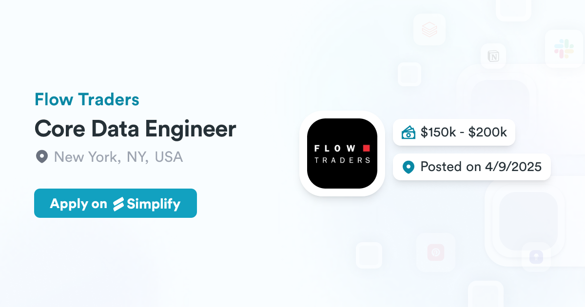 Core Data Engineer @ Flow Traders | Simplify Jobs