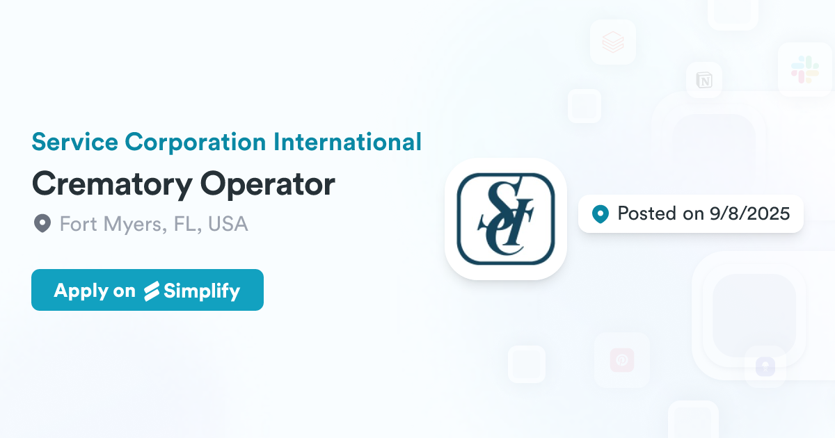 Basic Operator Service Crematory Operator @ Service Corporation International | Simplify Jobs
