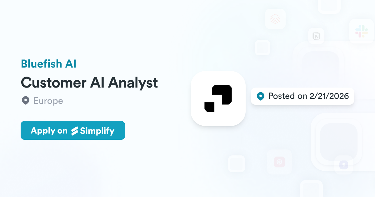 Customer 206 Customer AI Analyst @ Bluefish AI | Simplify Jobs