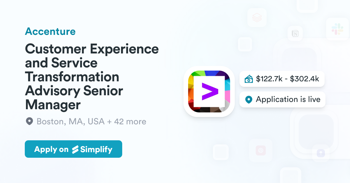 Accenture Service Infinity Loop Customer Experience and Service Transformation Advisory Senior Manager ...