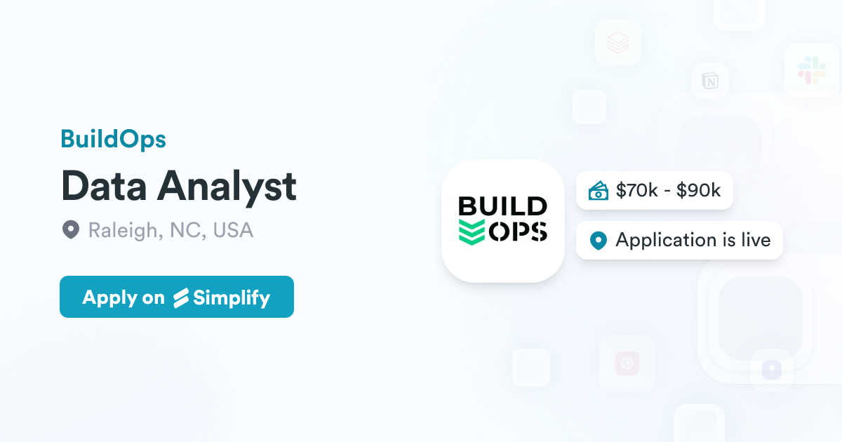 Buildops Tools Data Analyst @ BuildOps | Simplify Jobs