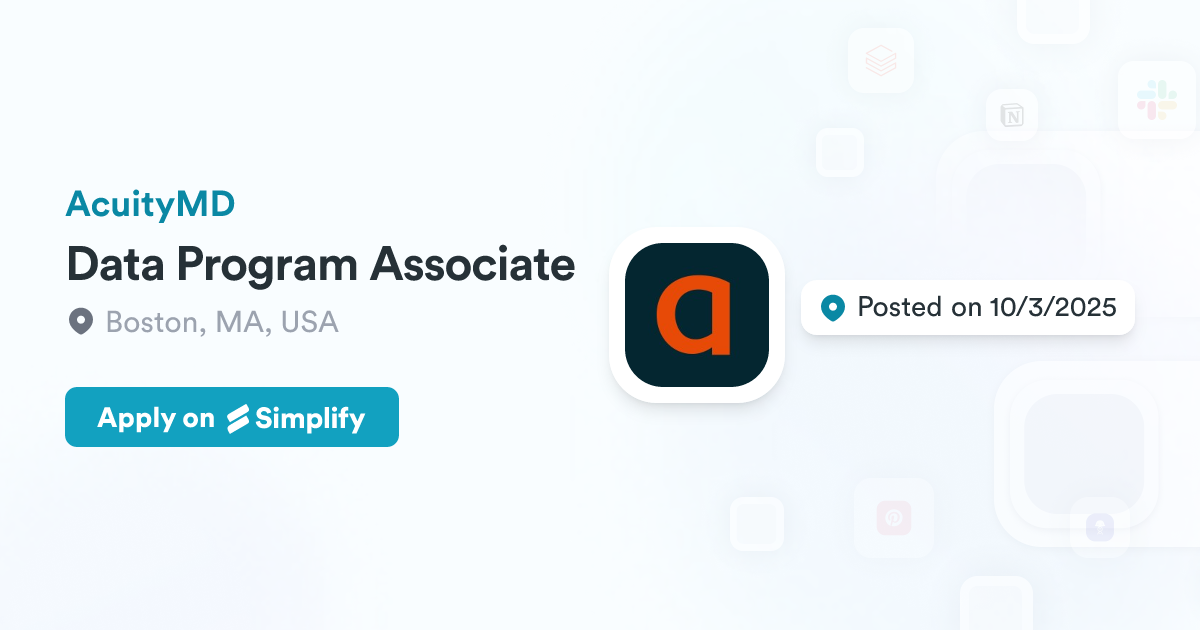 Data Program Associate @ AcuityMD | Simplify Jobs