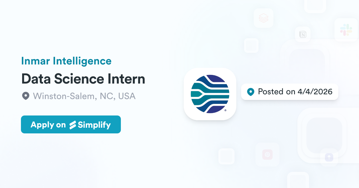 Inmar Fun Data Science Intern @ Inmar Intelligence | Simplify Jobs