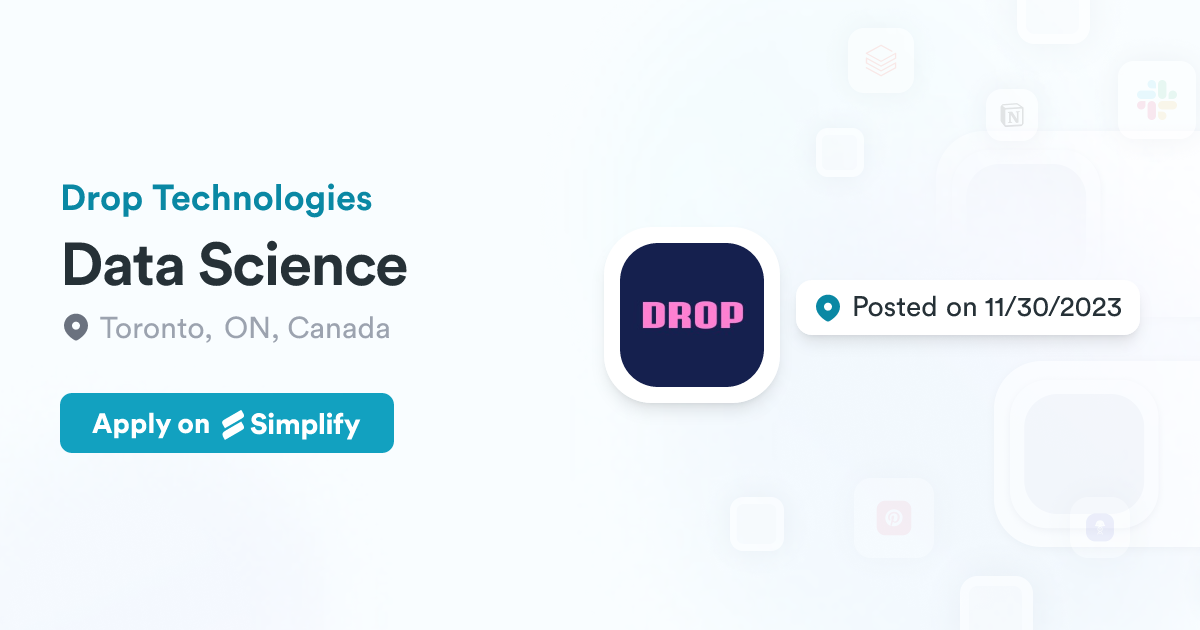 Data Science @ Drop Technologies | Simplify Jobs