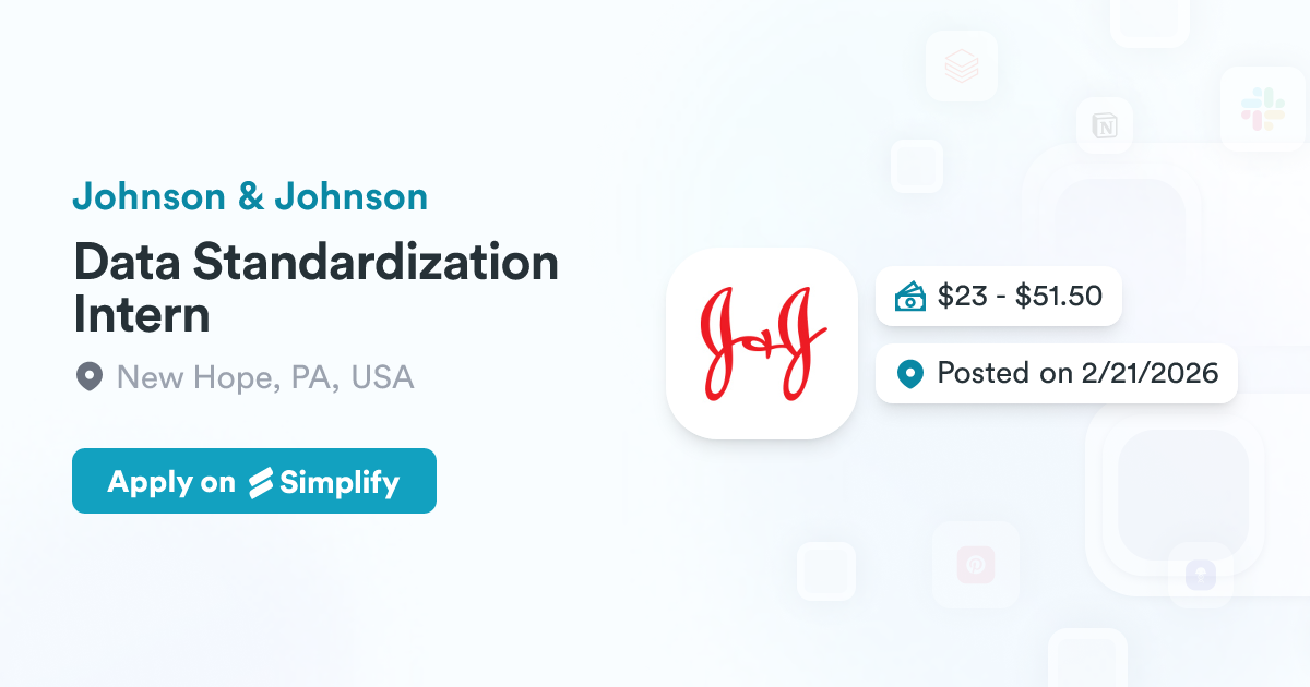 Data Standardization Intern @ Johnson & Johnson | Simplify Jobs