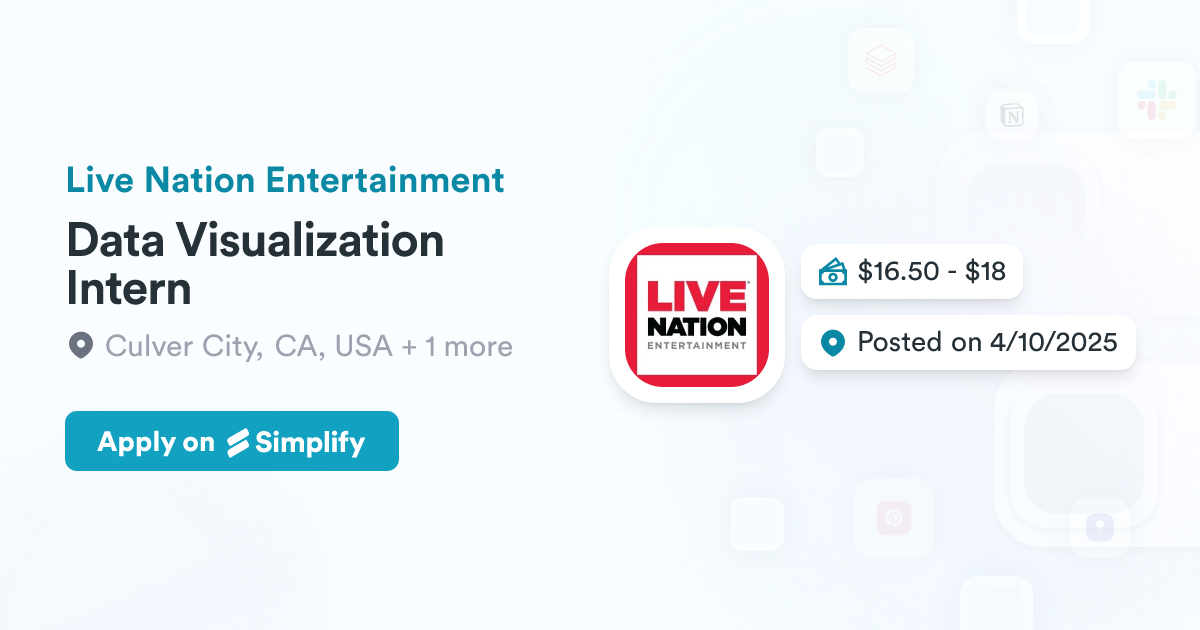 Data Visualization Intern @ Live Nation Entertainment | Simplify Jobs
