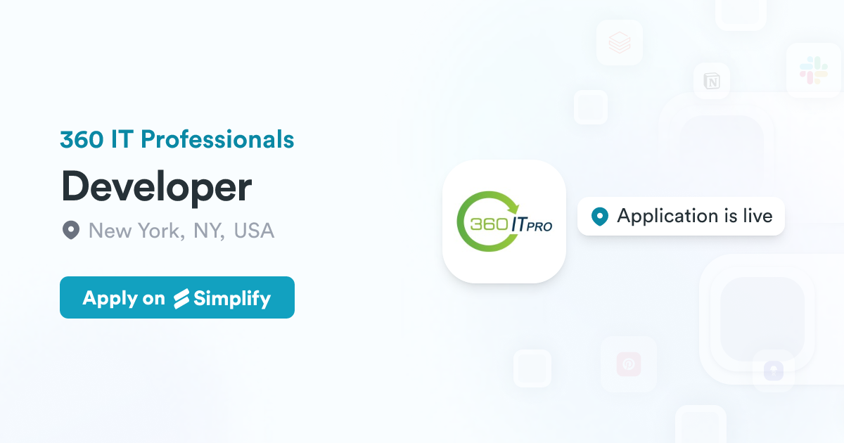 360 Developers Developer @ 360 IT Professionals | Simplify Jobs