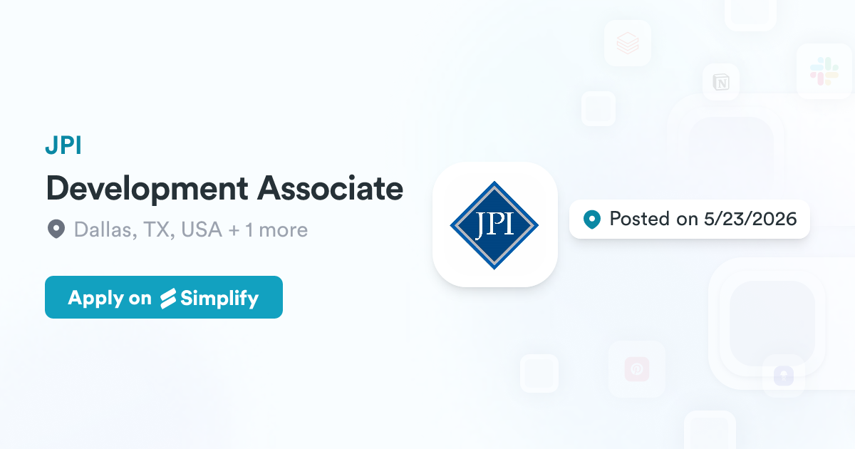 Development Associate @ JPI | Simplify Jobs