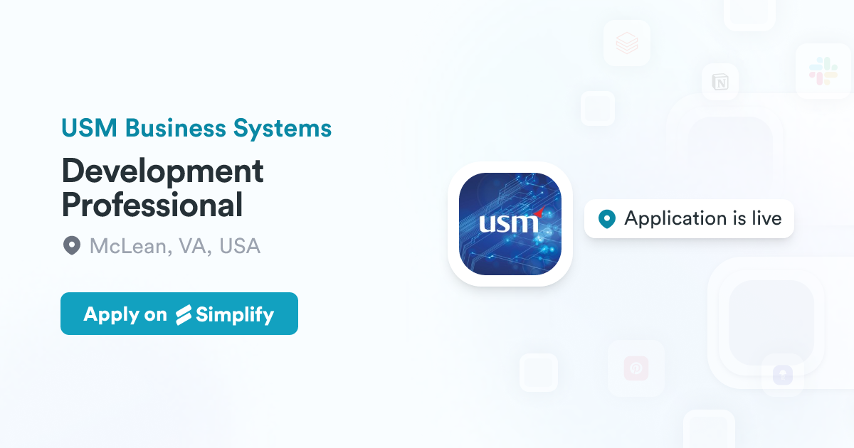 Usm Application Development Professional @ USM Business Systems | Simplify Jobs