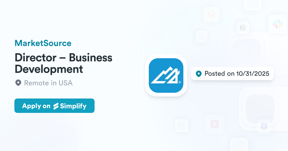 Marketsource Director – Business Development @ MarketSource | Simplify Jobs