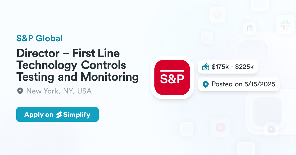 First Line Technology Graphics Director – First Line Technology Controls Testing and Monitoring @ S&P ...