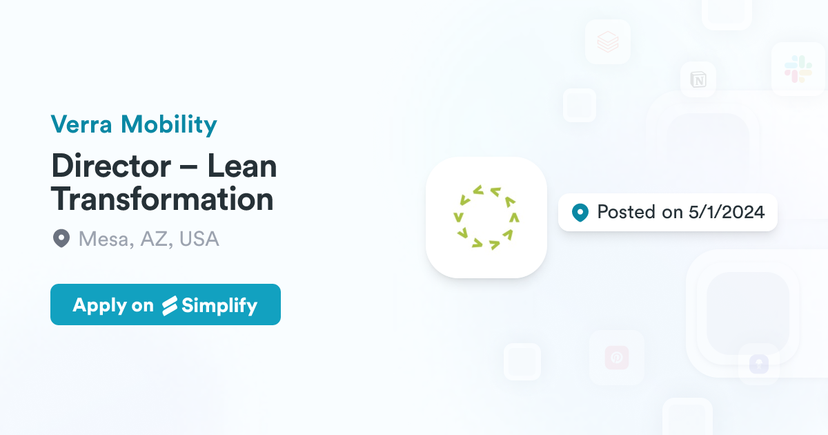 Director – Lean Transformation @ Verra Mobility | Simplify Jobs