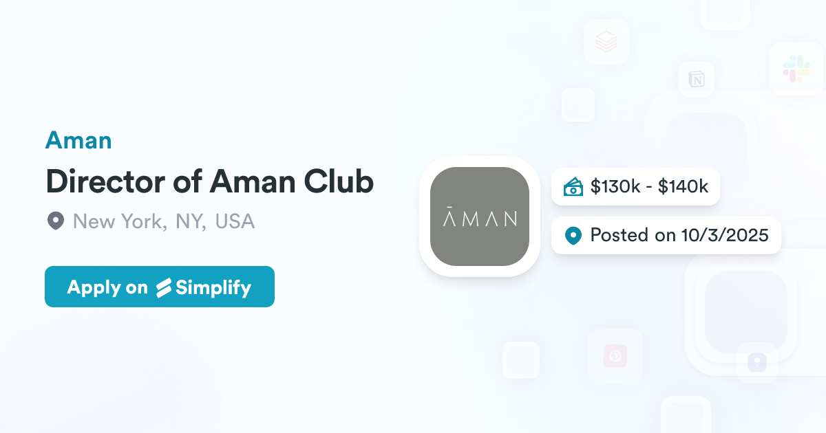 Aman Pyari Api Director of Aman Club @ Aman | Simplify Jobs