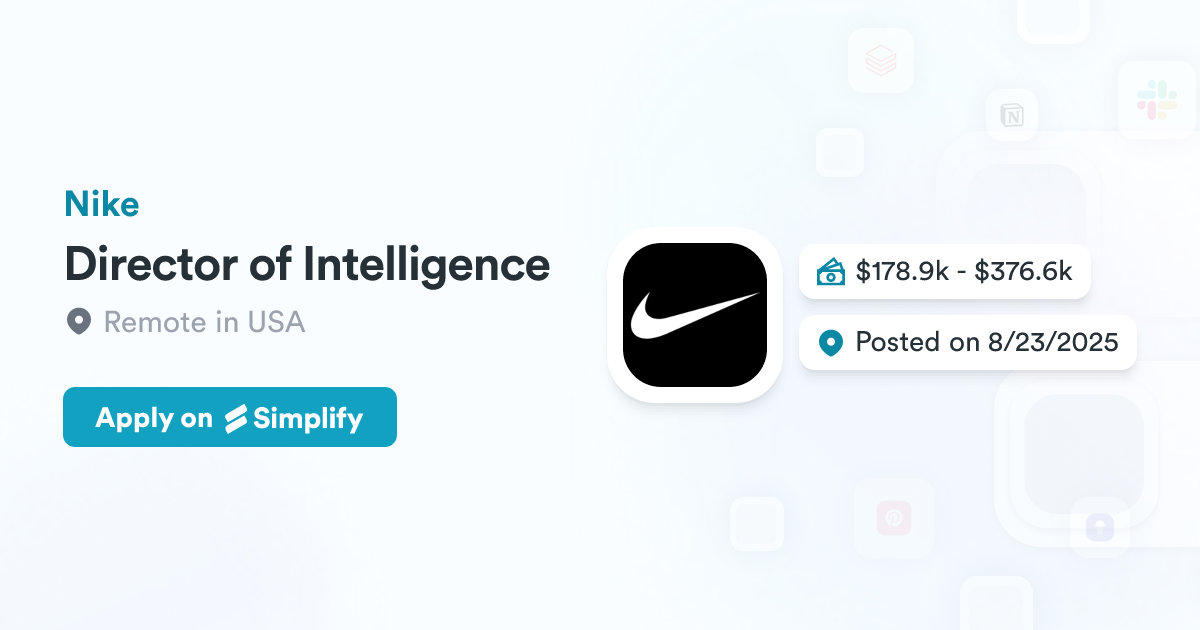 Nike Rdp Director of Intelligence @ Nike | Simplify Jobs
