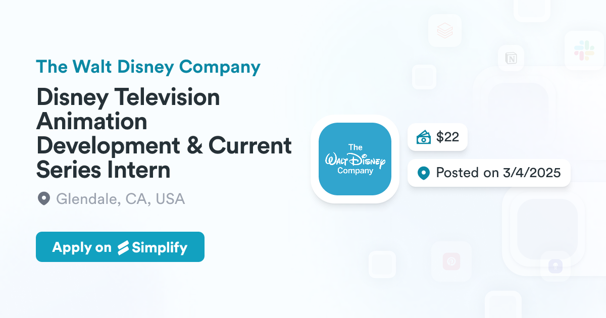 Disney Animation Development Disney Television Animation Development & Current Series Intern @ The ...
