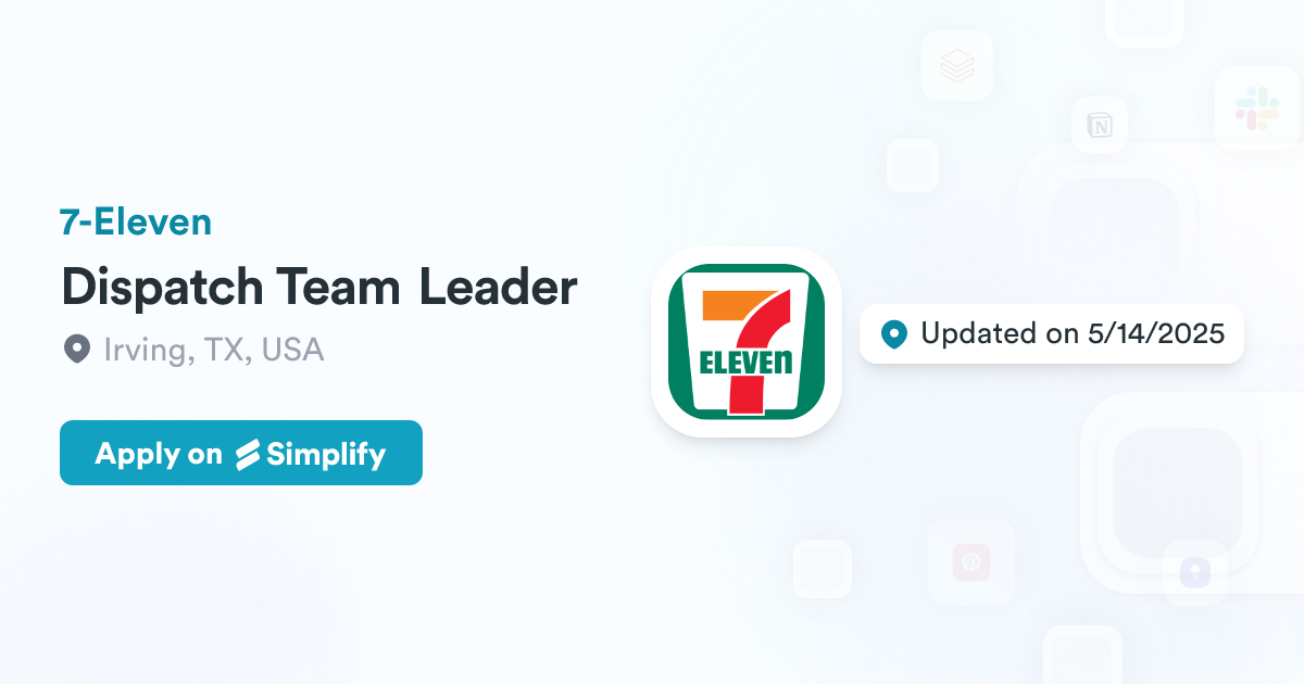 Dispatch Roster Dispatch Team Leader @ 7-Eleven | Simplify Jobs
