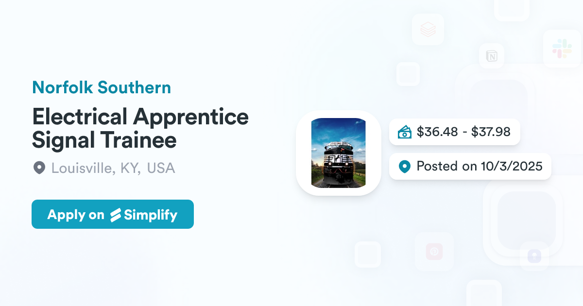 Apprentice Signals Collection Course Electrical Apprentice Signal Trainee @ Norfolk Southern | Simplify Jobs