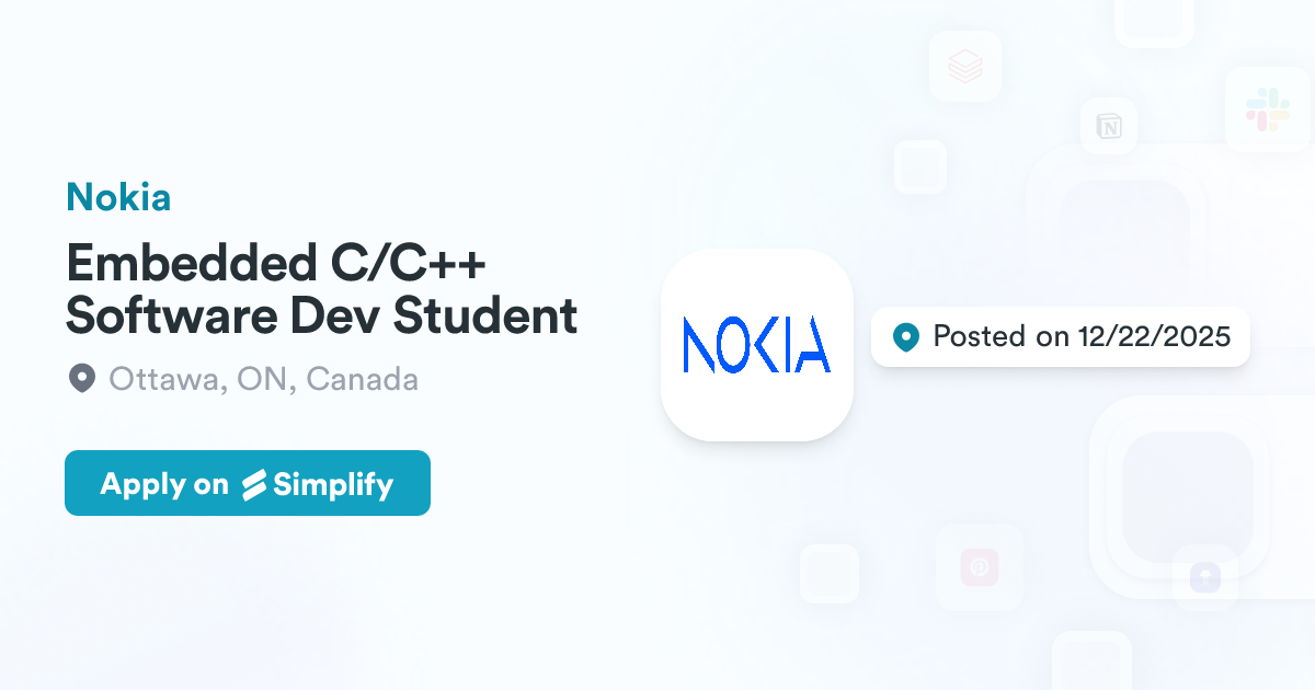 Embedded C/C++ Software Dev Student @ Nokia | Simplify Jobs