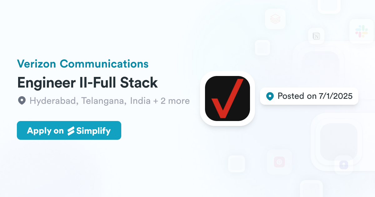 Full Stack Engineer Ii Engineer II-Full Stack @ Verizon Communications | Simplify Jobs