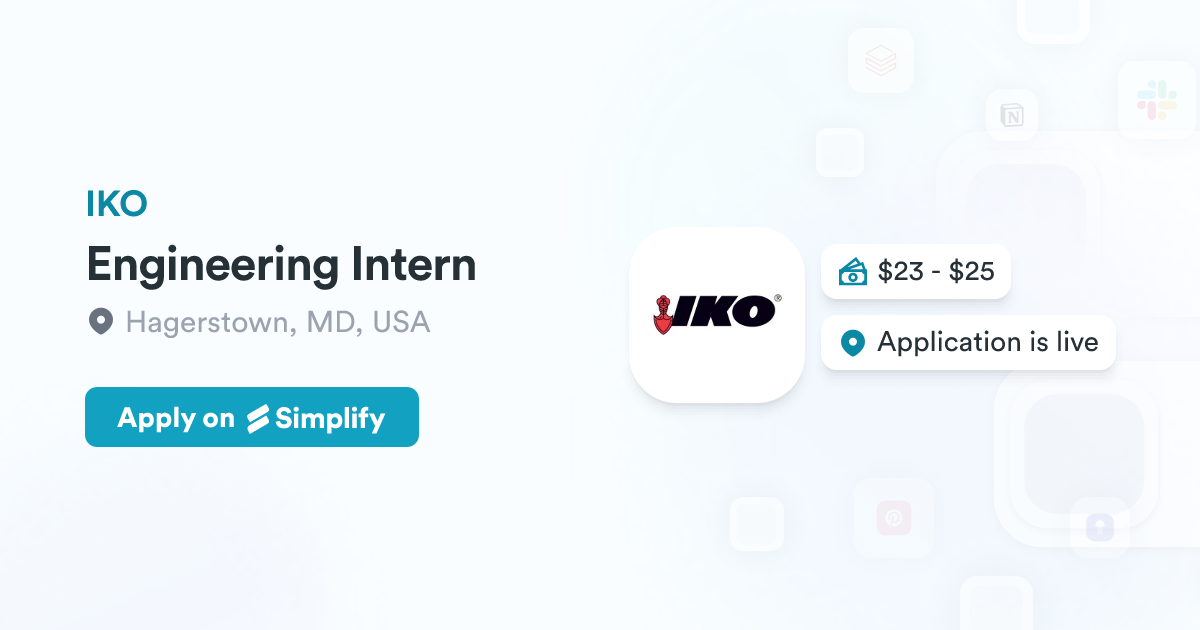Iko Engineering Engineering Intern @ IKO | Simplify Jobs