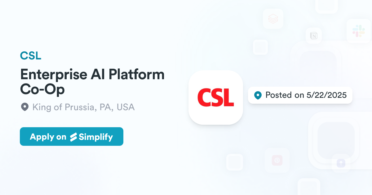 Platform Co Enterprise AI Platform Co-Op @ CSL | Simplify Jobs