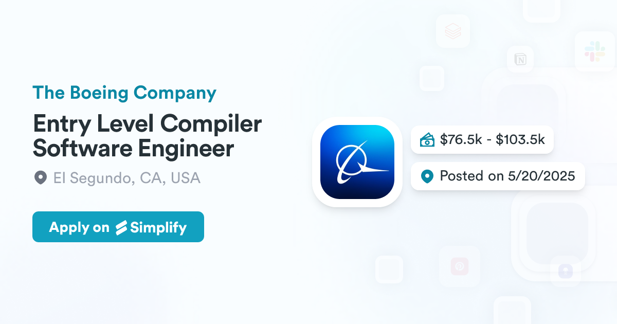 Entry Level Compiler Software Engineer @ The Boeing Company | Simplify Jobs