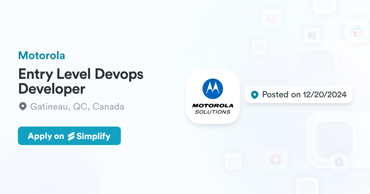 Entry Level Devops Developer @ Motorola | Simplify Jobs