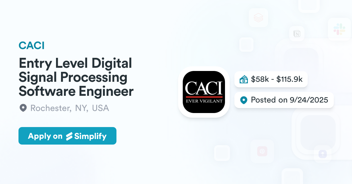 Signal Processing Engineer Entry Level Entry Level Digital Signal Processing Software Engineer @ CACI ...