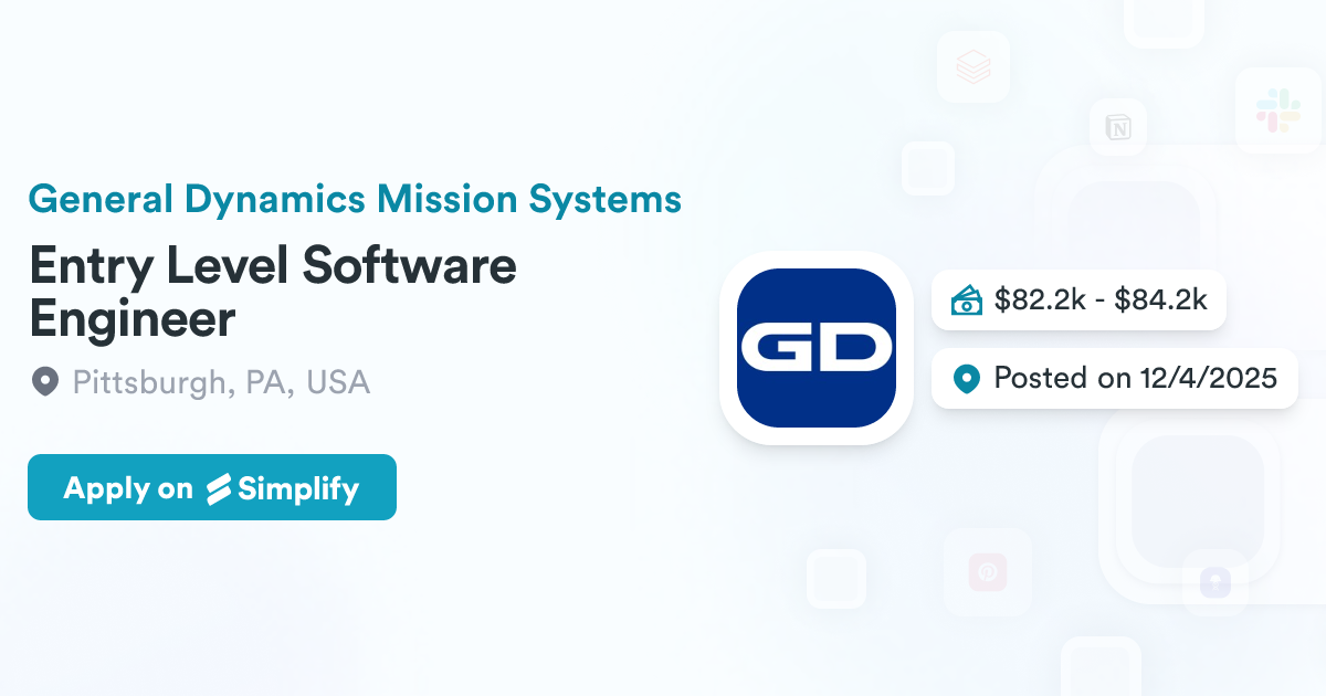 Boss Level Software Engineer Entry Level Software Engineer @ General Dynamics Mission Systems ...